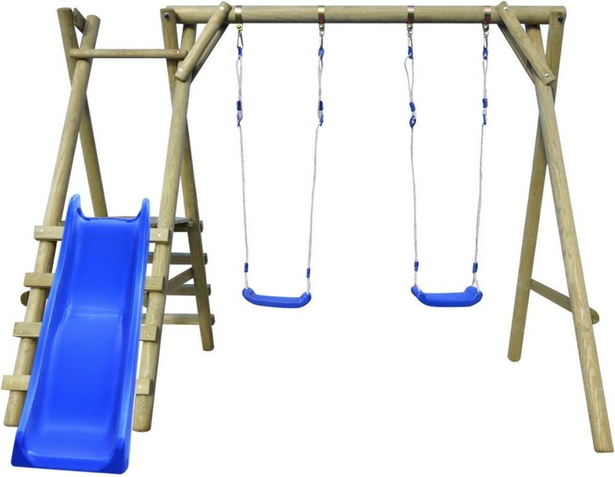 vidaXL Schommelset met ladder en glijbaan 270x255x210 cm dennenhout