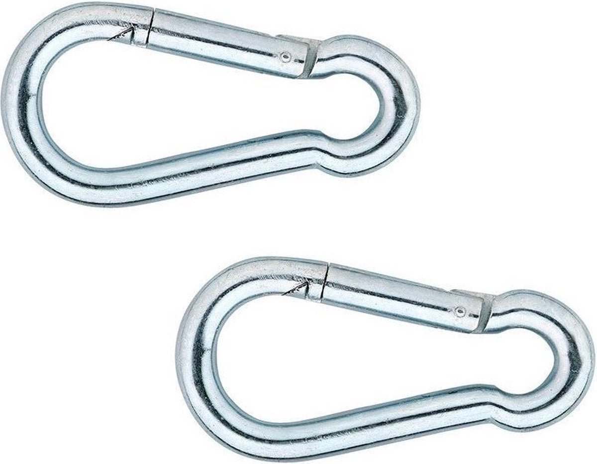 6x stuks karabijnhaak / karabijnhaken verzinkt staal 8 cm - snaphooks/ carabiners
