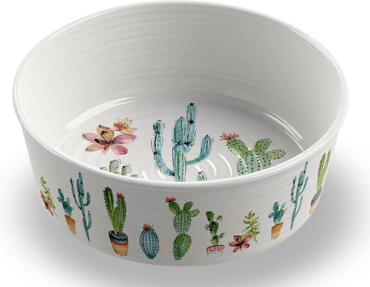 Tarhong voerbak hond cactus print 2 melamine 17x6 cm 950 ml