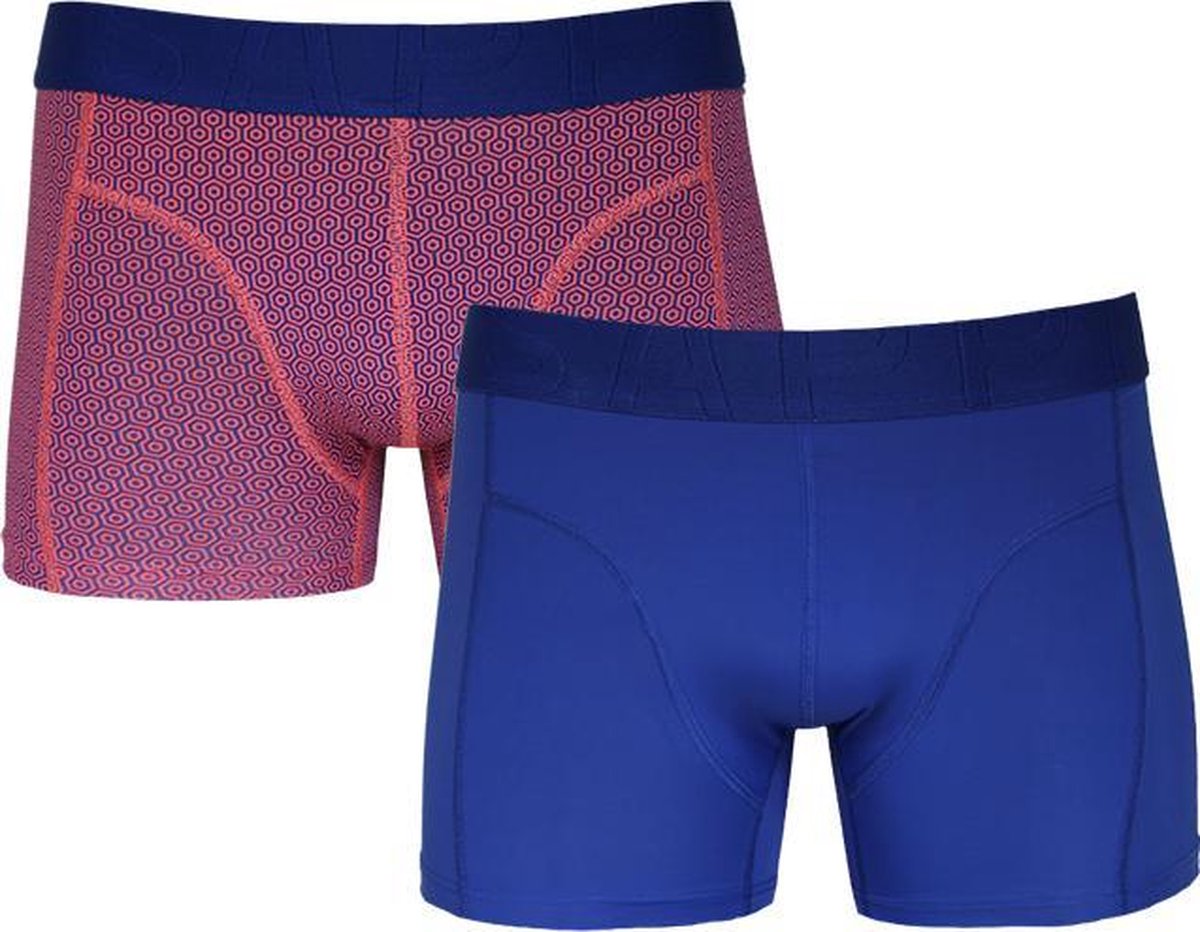 Sapph Boxershort Heren - Tyler - Microvezel - 2pack - Geometric Oranje/Blauw - L