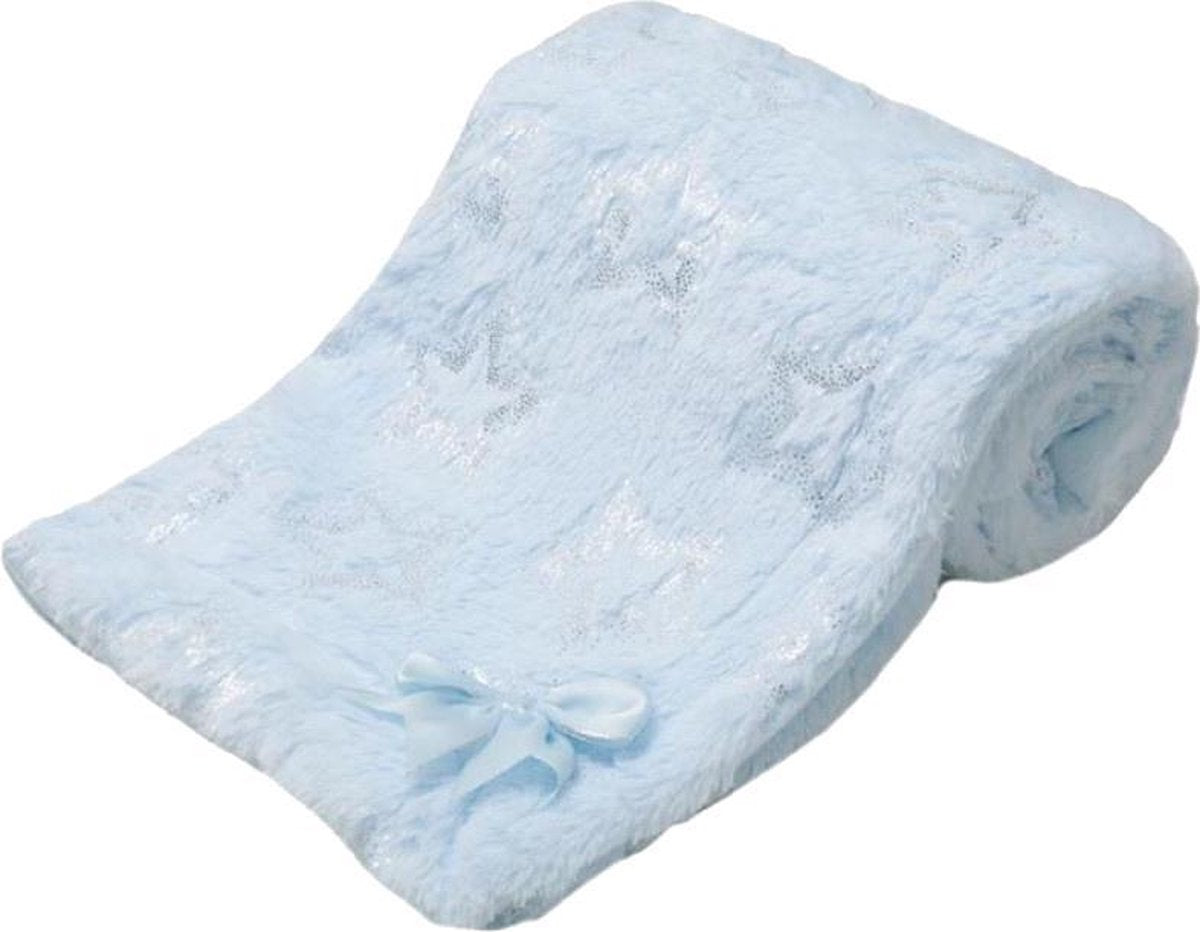 Soft Touch Dekentje Sterren 75 X 100 Cm Polyester Lichtblauw