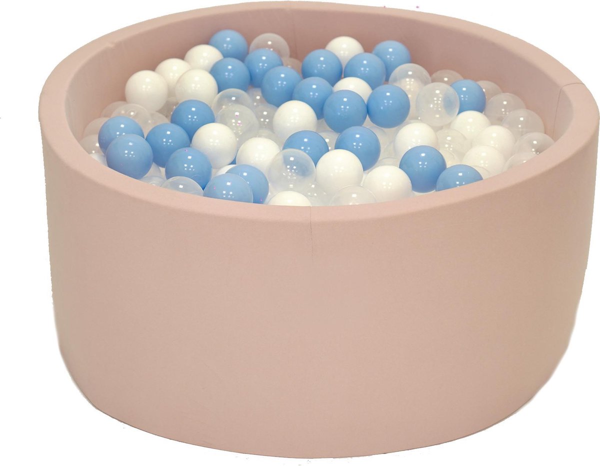 Ballenbak Roze 90x40 met 250 ballen Babyblauw