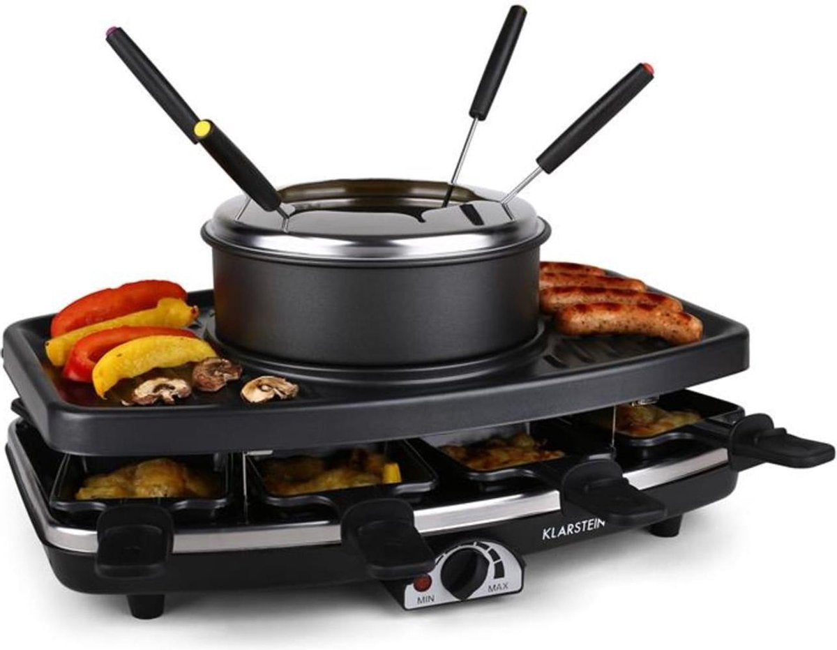 Entrecote raclette grill natuursteen fondue 1100W 8 personen