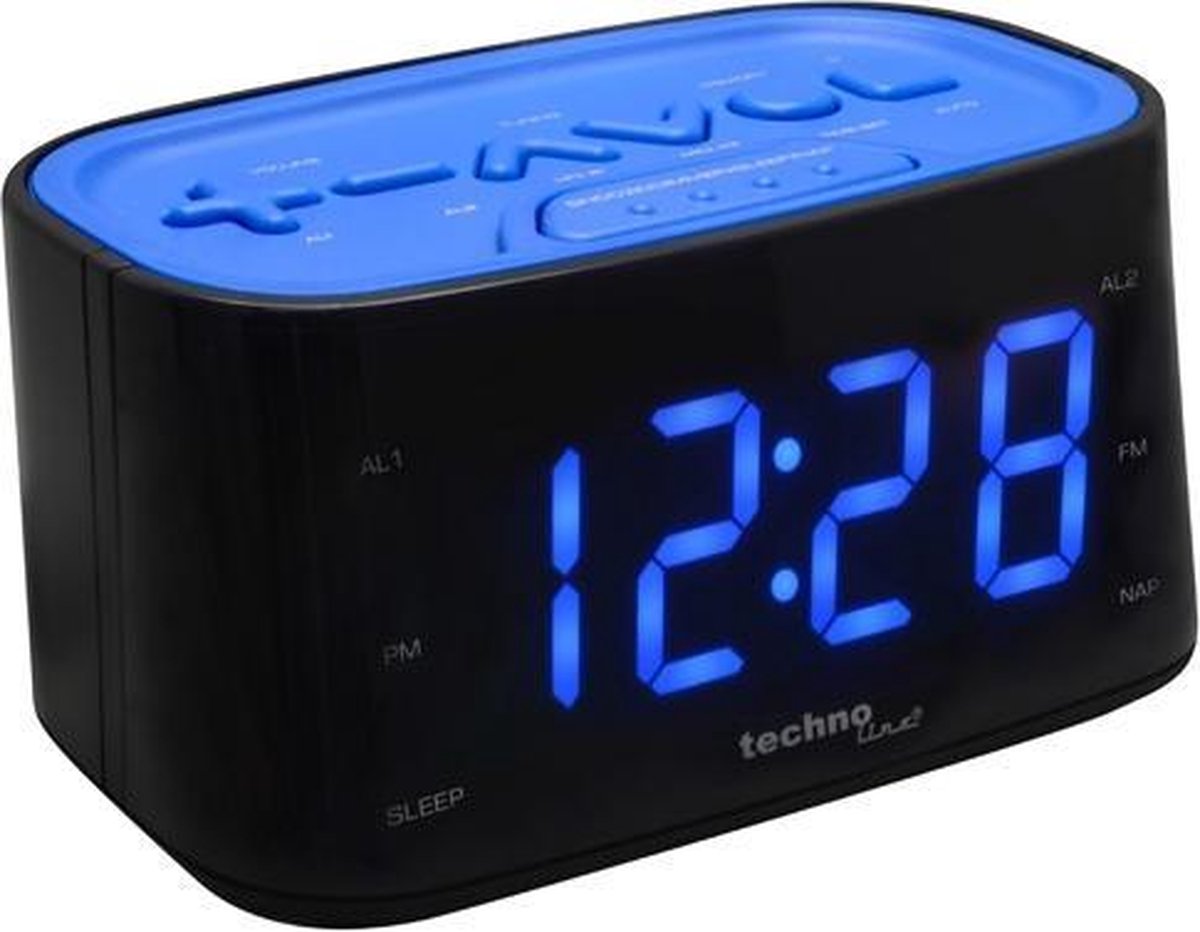 TECHNOLINE WT 465 Wekkerradio met grote BLAUWE cijfers en duidelijk VOELBARE knoppen - Slechtziend - blauw