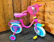Hello Kitty - Fiets met zijwieltjes - 10" inch / 25.4cm - Roze / Blauw