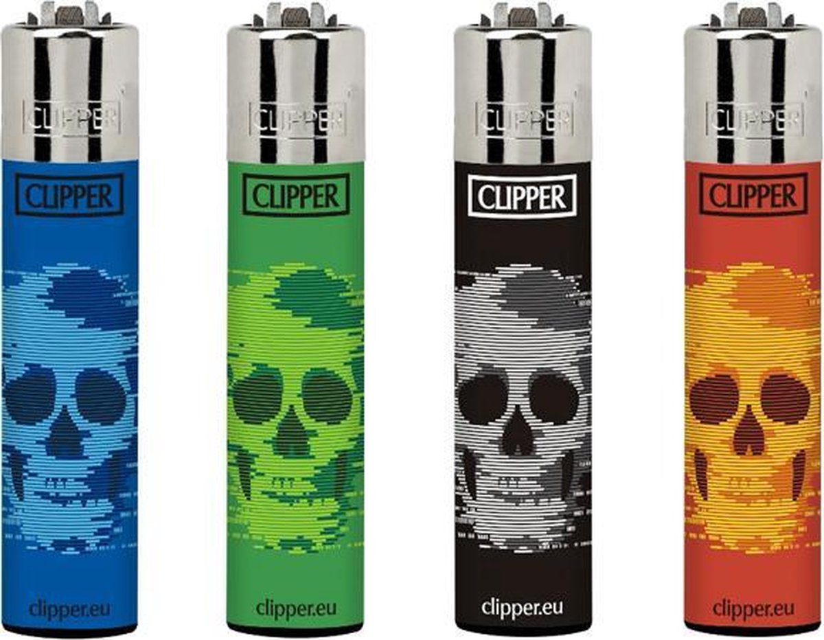Clipper Classic Large Aanstekers "Blurry Skulls" (4 Stuks)