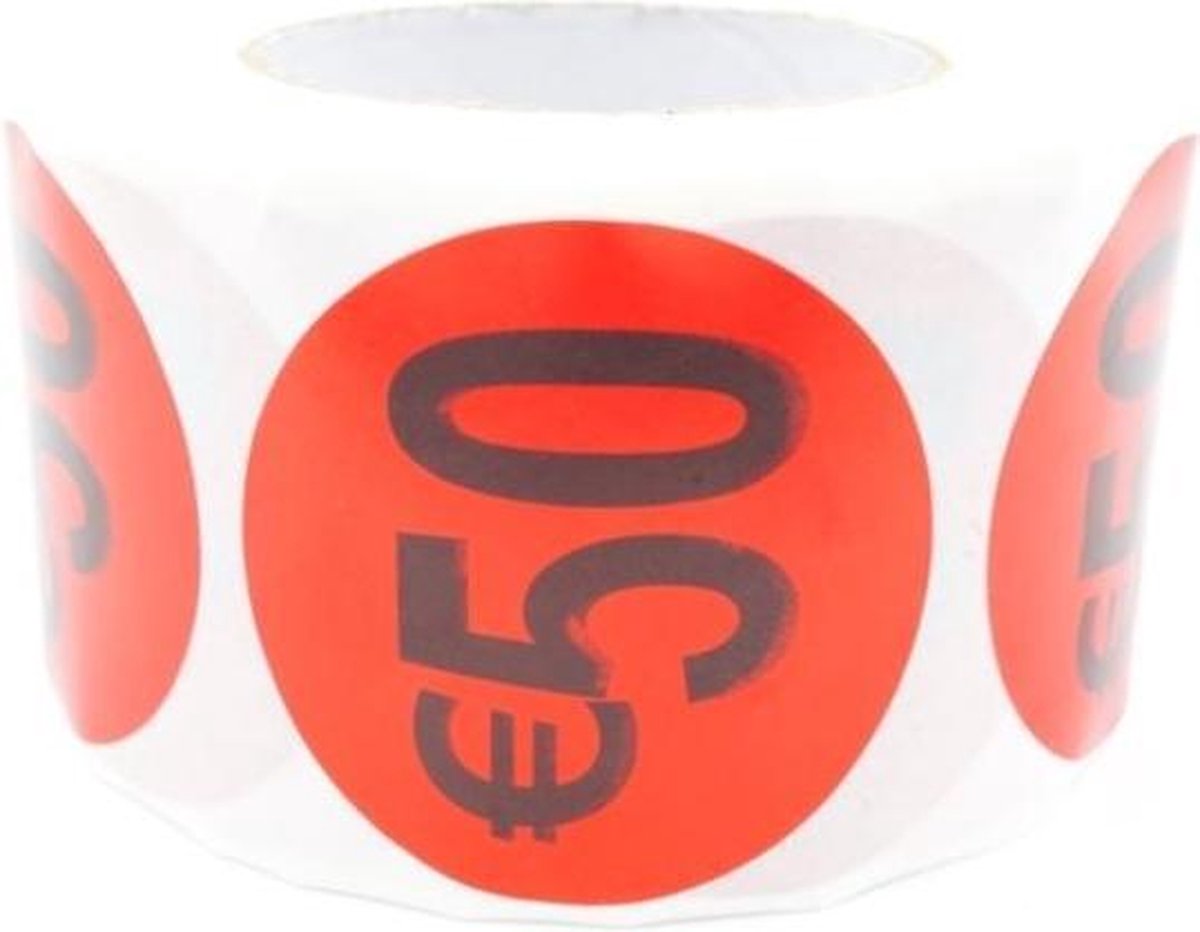 Prijsstickers op rol 50 euro - 3.5 cm - 500 stuks
