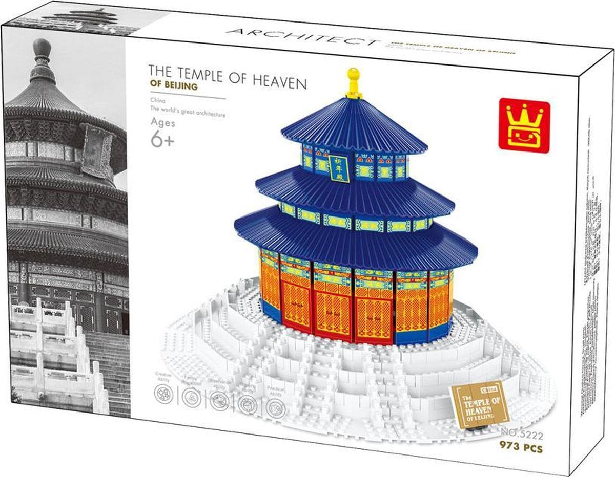Wange 5222 Architecture - The Temple of Heaven Beijing - 973 bouwstenen - Lego Compatibel - Bouwdoos