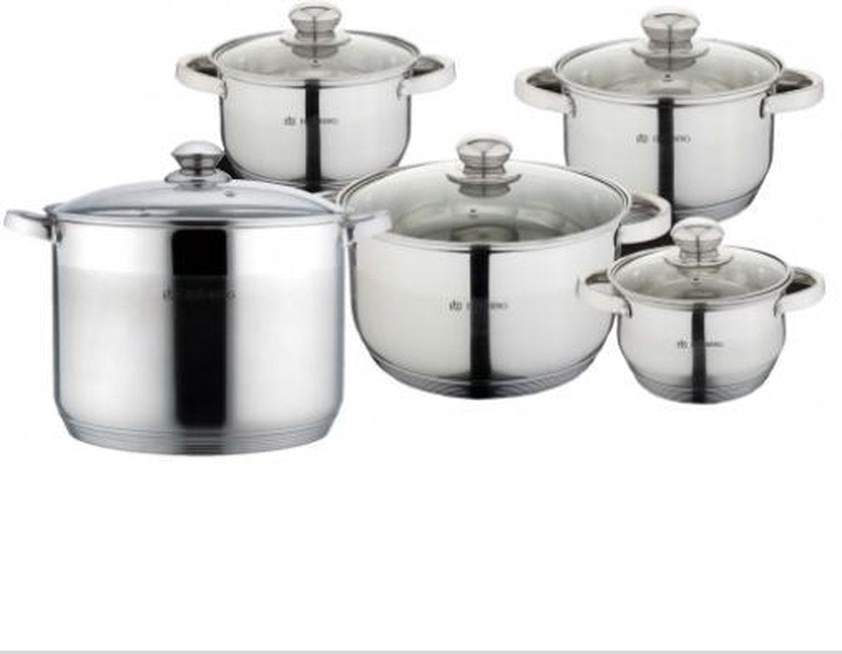 Edënbërg Classic Line - RVS Luxe Pannenset 10 delig - Voorzien Van 7-Laags Bodem