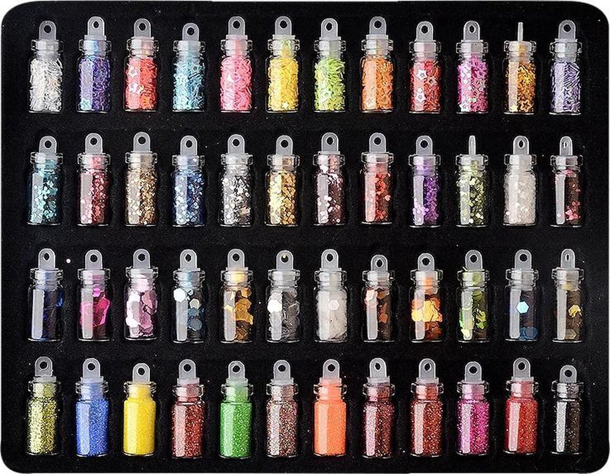 Set met 48 busjes nagelversieringen - Nagel glitters
