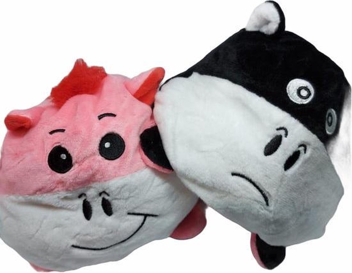 Omkeerbare emotie - Pluche Mood Koe Roze- Wit - Zwart - Omkeerbare Koe knuffel - Emotie laten zien - Show your mood - Emotieknuffel - Kinderen - Speelgoed - Surprise - Cadeau - Facebook - Cow- Knuffel - Tiktok - Instagram – Trends