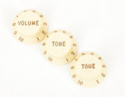 Strat knop Set. Vol./Tone/Tone parchment