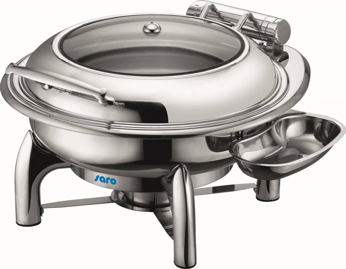 SARO Chafing Dish - Design en geschikt voor inductie voorverwarmen - 2 branderhouders - 2 jaar garantie - rond model JESSIE