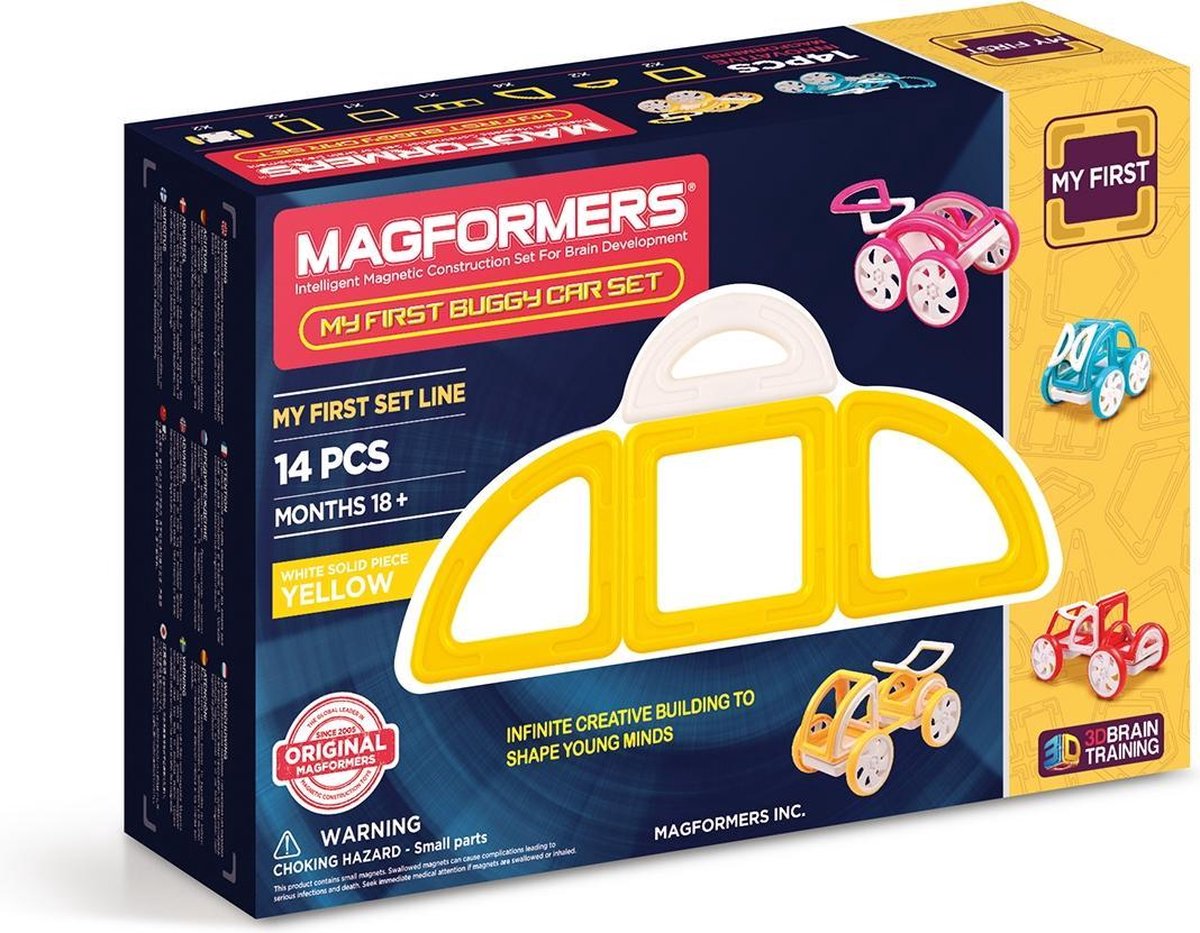 Magformers My First Autoset Geel - 14 Onderdelen - Magnetische Bouwset