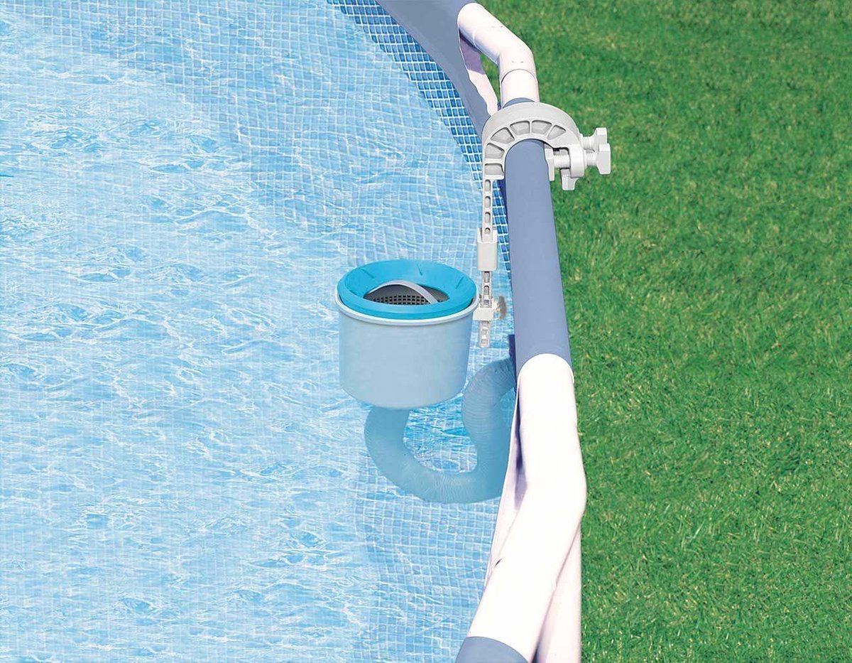 Zwembadstofzuiger - skimmer - Zuigt al het oppervlakte vuil op - Wandbevestiging - va Filterpomp 3407L of meer - Onderhoudsset - Intex 28000
