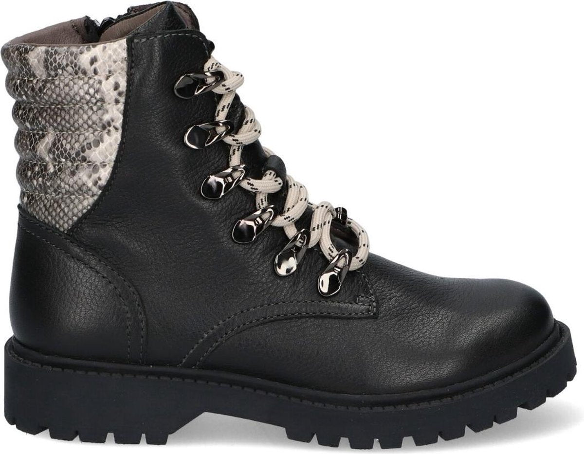 Braqeez 420772-589 Meisjes Biker Boots - Zwart - Leer - Ritssluiting
