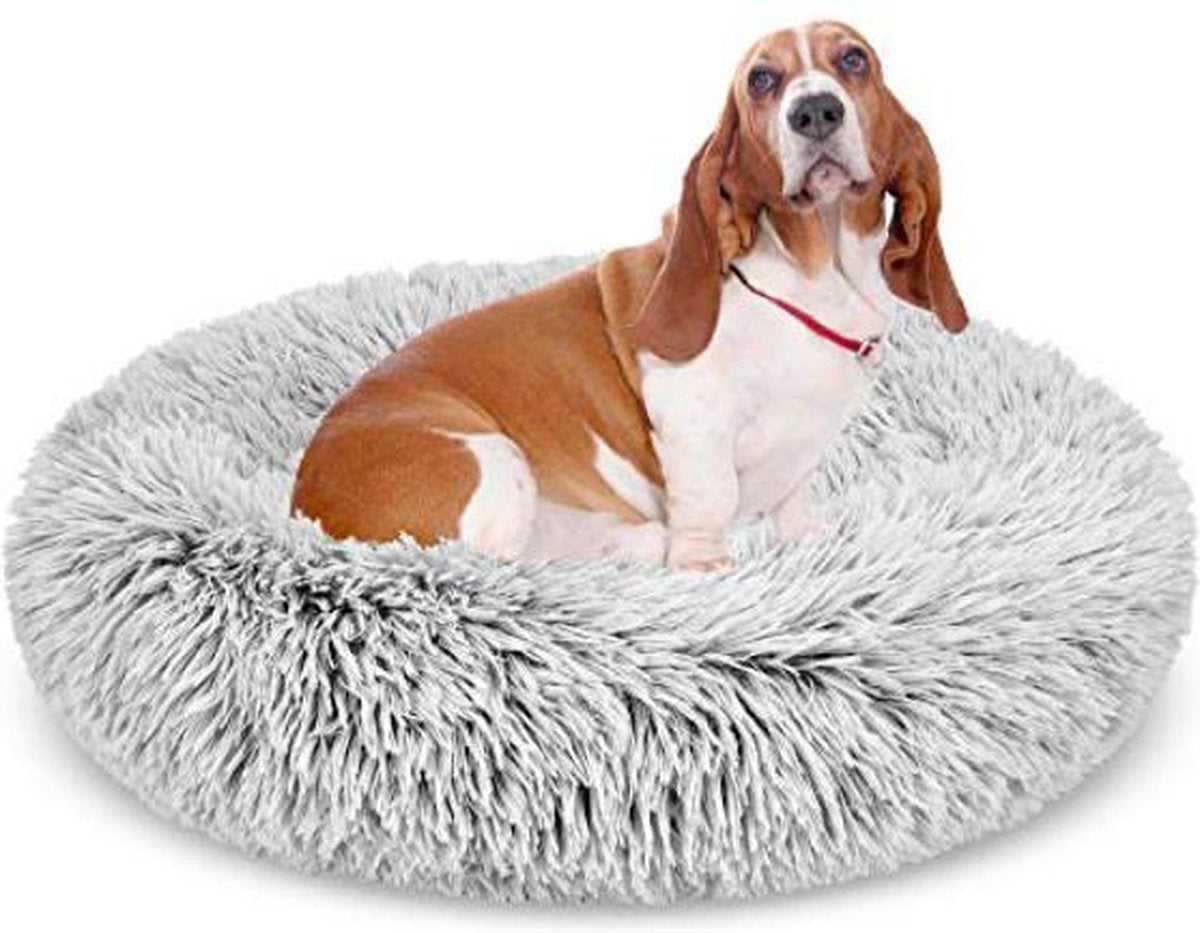 Donut hondenkussen | Licht grijs | 120 cm | Geschikt voor dieren van tot ongeveer 100cm | Hondenmand | Zacht