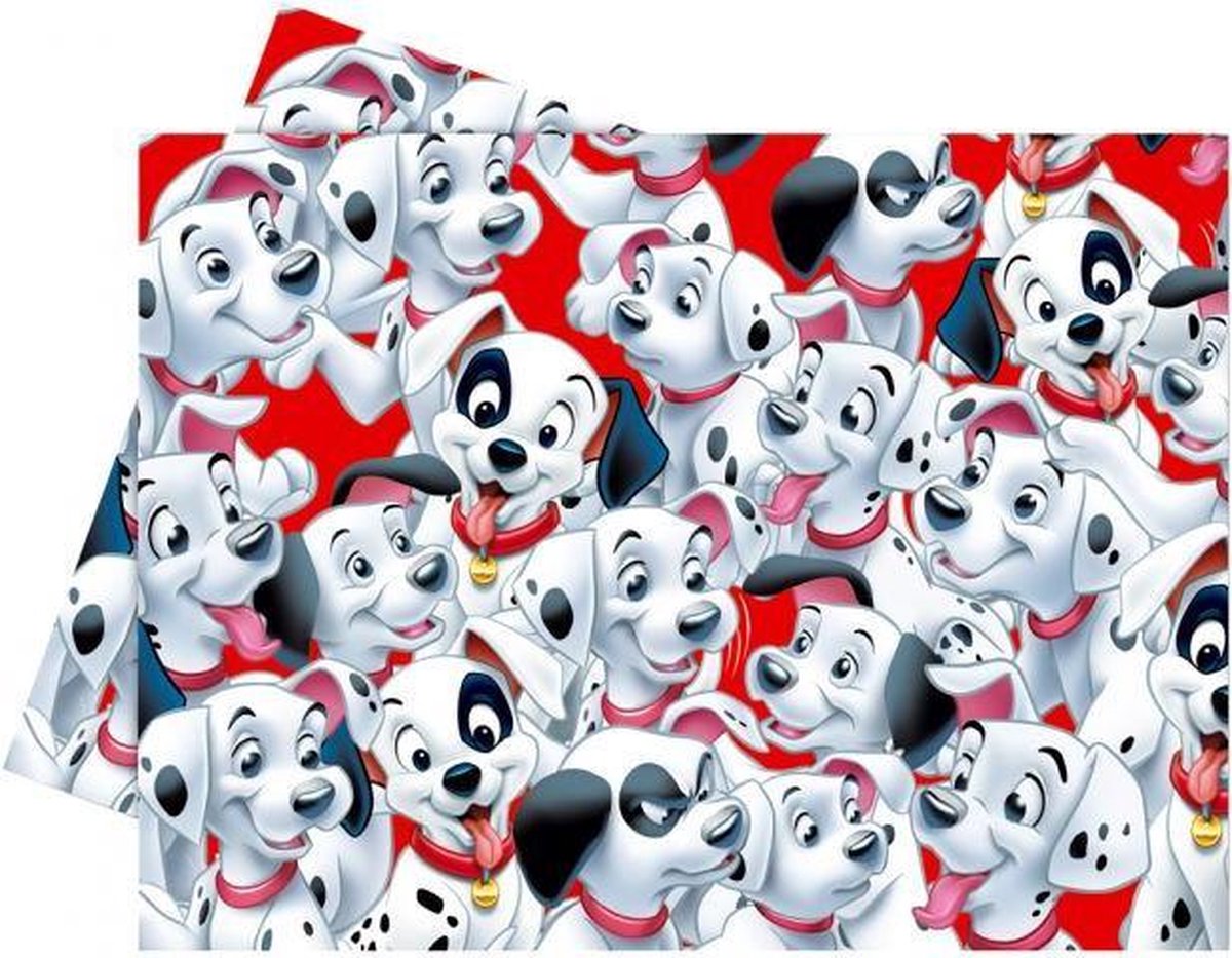 Procos Tafelkleed 101 Dalmatiërs 120x180cm Kunststof Rood/wit