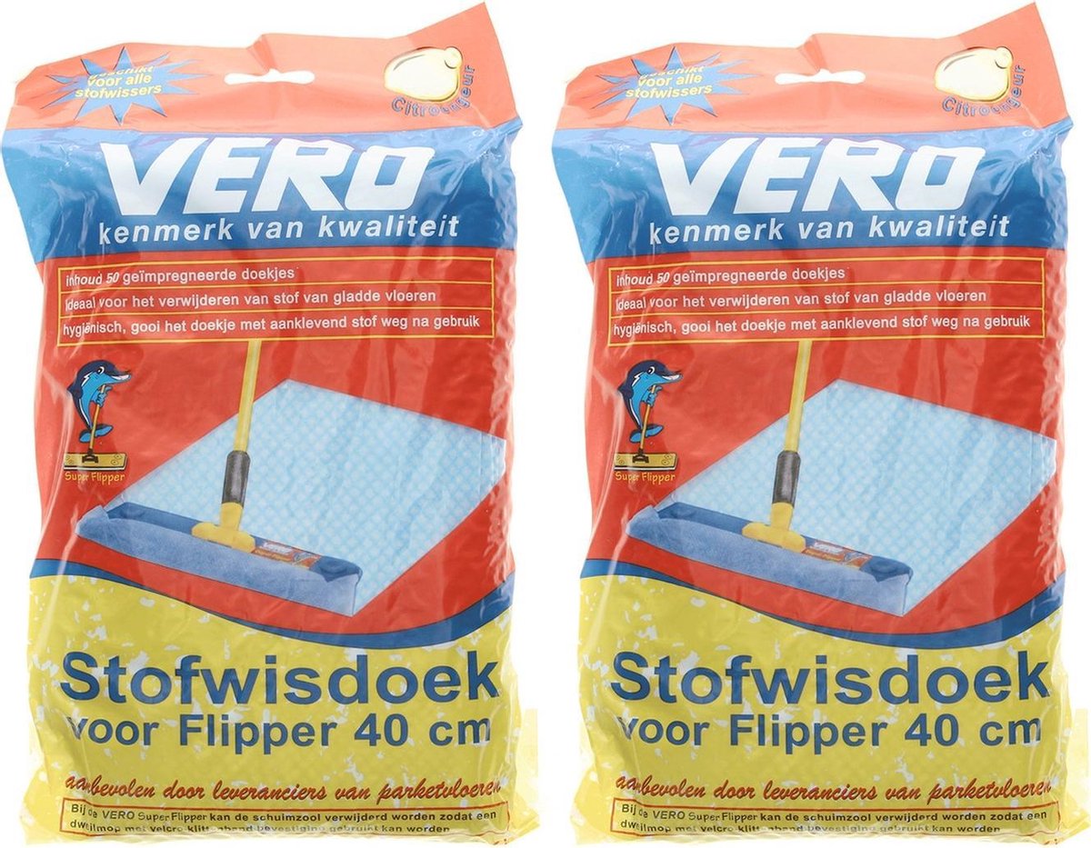 100x Stofdoeken met citroengeur voor stofwisser 40 cm - VloerFlipper - Huishouden - Schoonmaken - Stofwissers/vloerwissers stofdoekjes