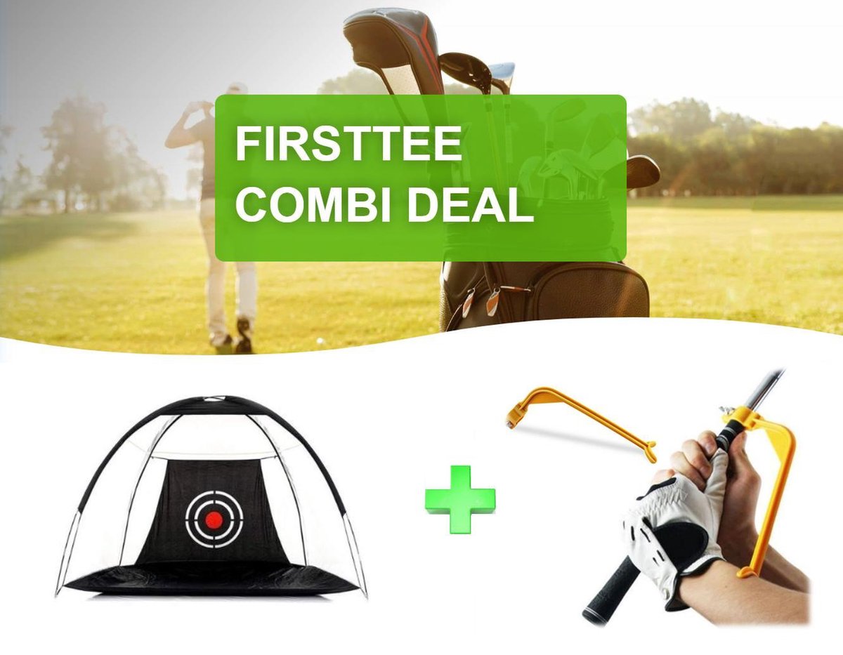 Firsttee - COMBI DEAL - AANBIEDING - Chippingnet & Swing Guide - met GRATIS opbergtas - Swing - Golftrainingsmateriaal - Chipping net - Golfnet - Swingtrainer - Golf accessoires - Golfswing - Cadeau - Golf sport - Training - Oefennet - Golf net