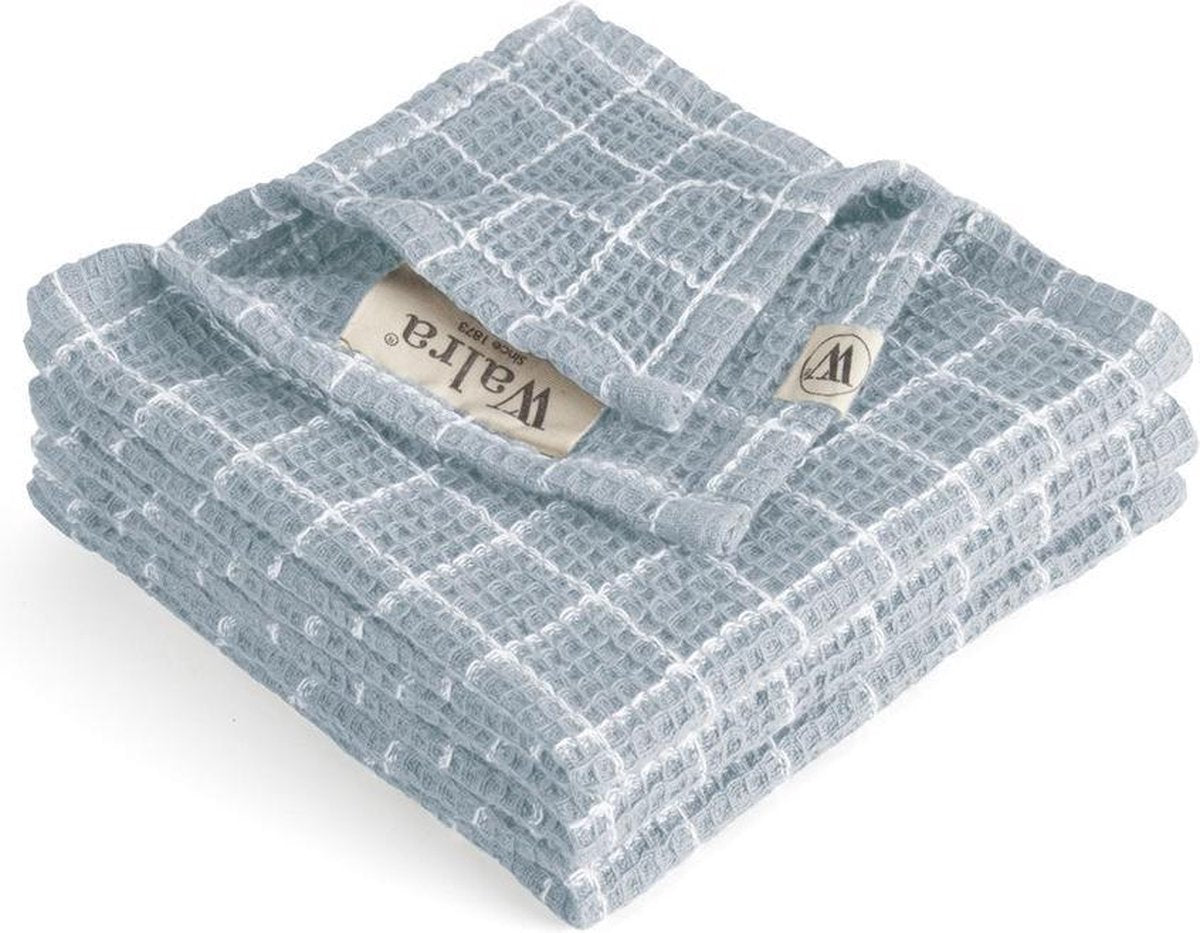 Walra Vaatdoek Dry with Cubes - 3x 30x30 - 100% Katoen - Jeans Blauw