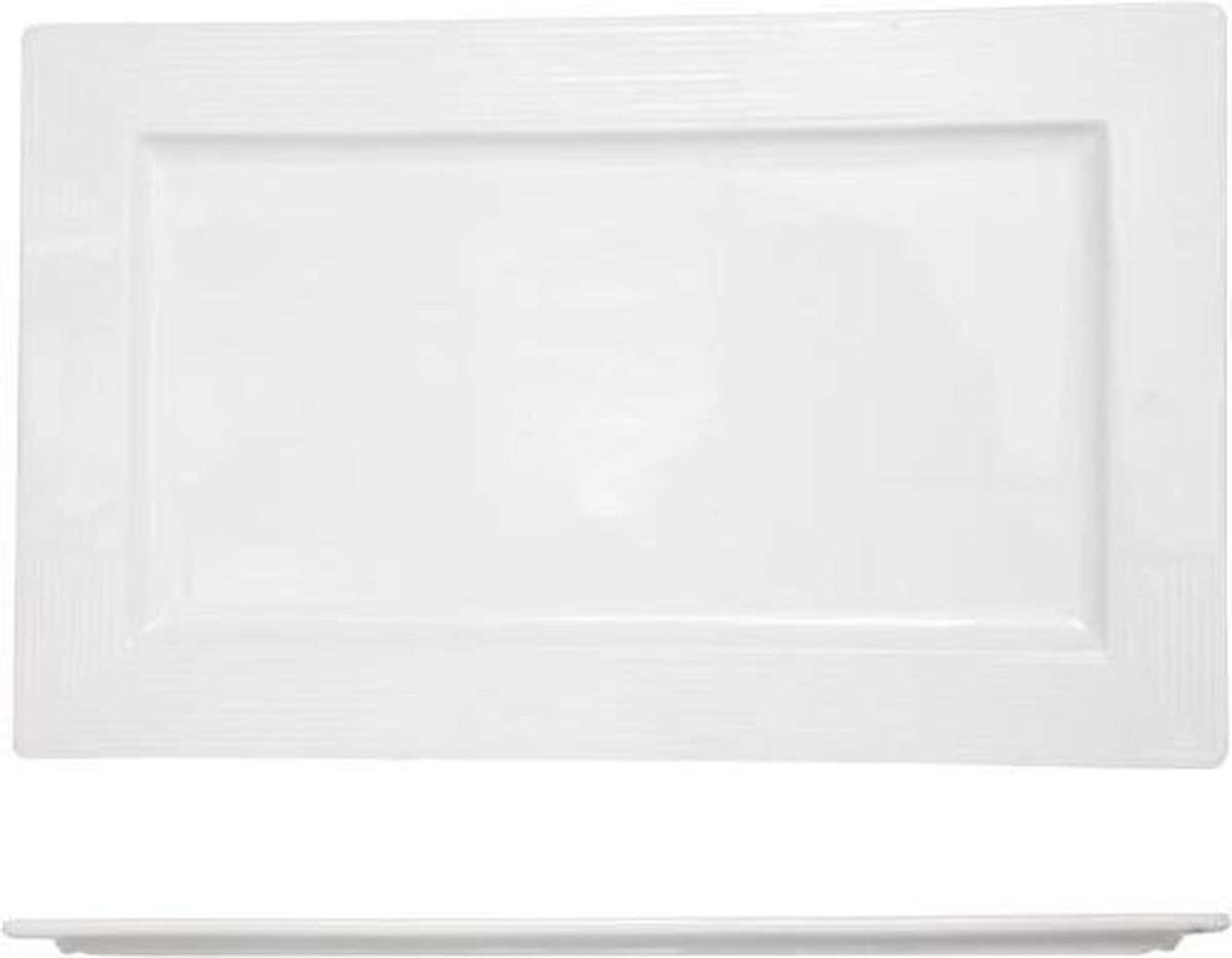 Cosy en Trendy Faro Dinerborden 22x35cm Rechthoekig  - Porselein - (Set van 6) En Yourkitchen E-kookboek - Heerlijke Smulrecepten