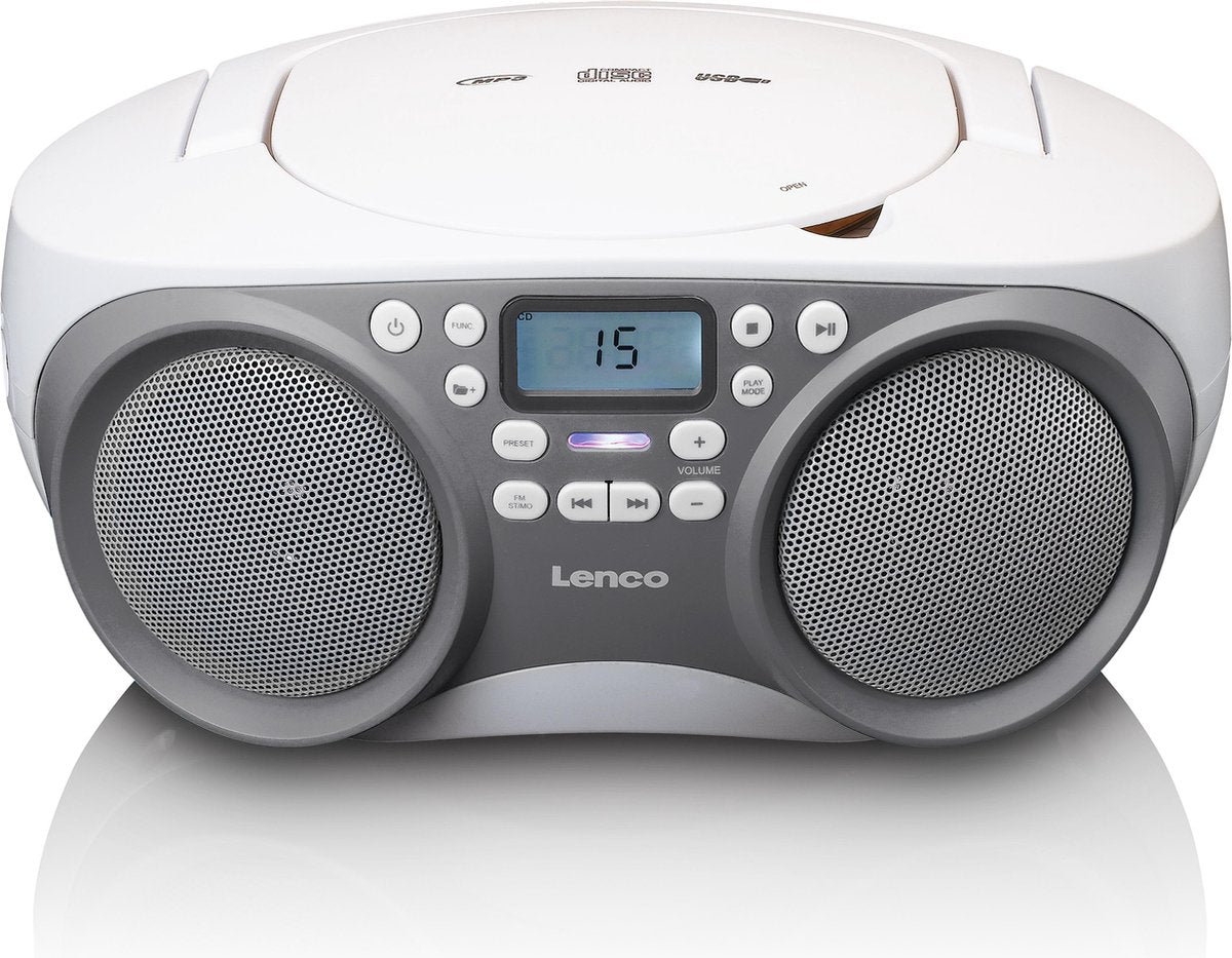 Lenco SCD-301GY - Draagbare FM Radio/CD/MP3 en USB speler - Grijs