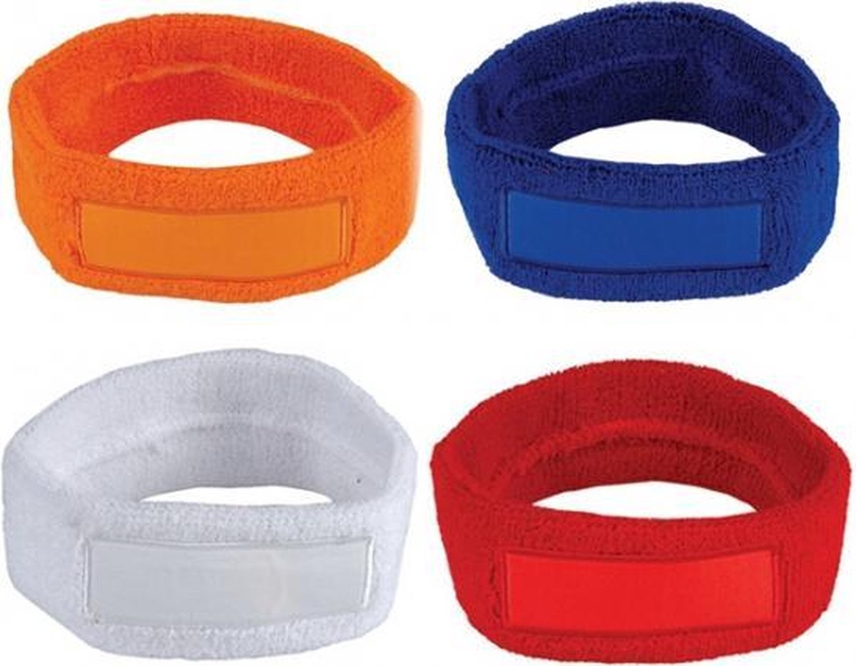 Hoofd zweetband met label  Wit