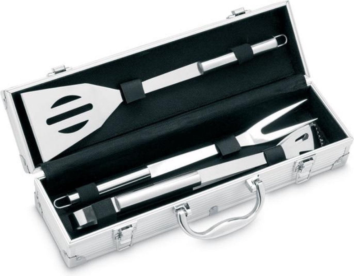 3-delige Barbecue set - Barbecue gereedschap met barbecue accesoires - Barbecue set koffer incl. barbecue tang