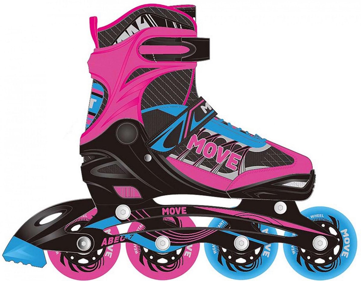 Move Inlineskates - Maat 30-33 - Unisex - roze/zwart/blauw
