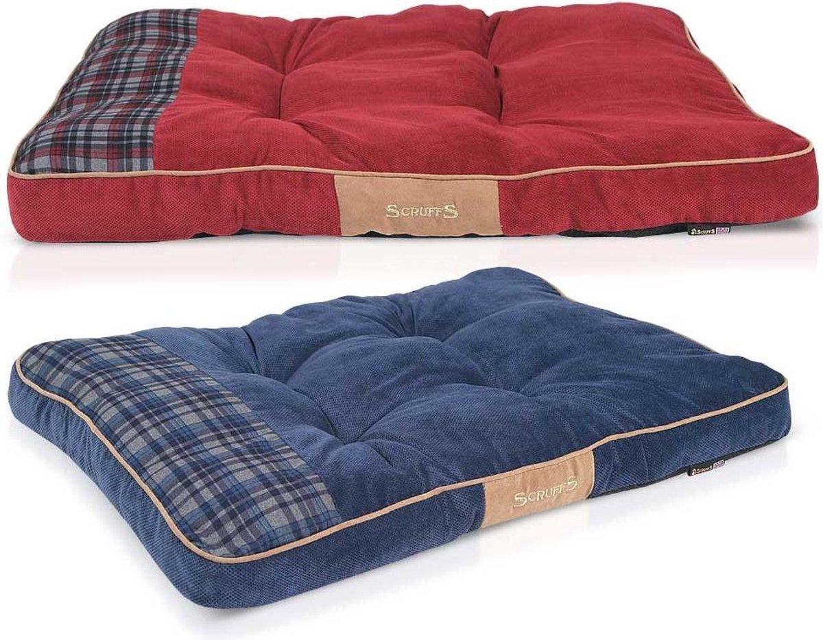 Scruffs Highland Hondenmatras Stijlvol in Rood en Blauw - 100x70cm - Rood