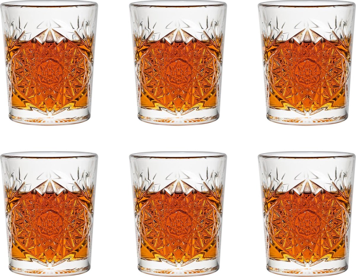 Libbey shotglas Hobstar - 60 ml / 6 cl - 6 stuks - vintage design - vaatwasserbestendig - hoge kwaliteit