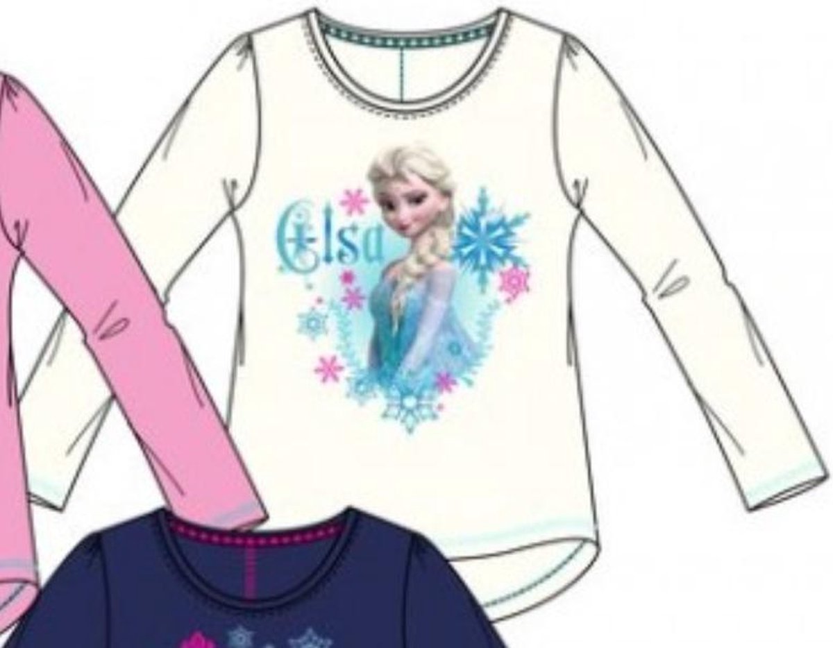 Disney Frozen - Elsa the Snow Queen - Longsleeve T-shirt - Wit - 116 cm - 6 jaar