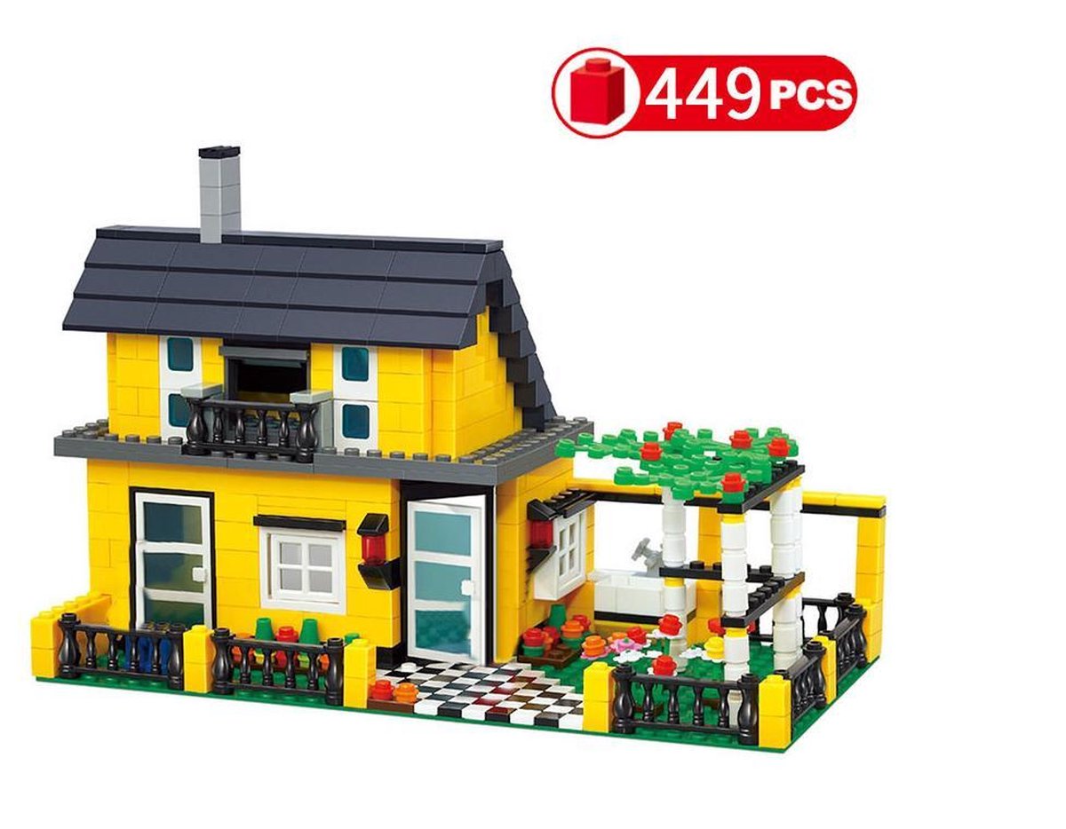 Brickzz | Huis - Woning - Villa - Stad - Dorp - City - Town - Geschikt voor LEGO City - Compatibel met LEGO - 449 Bouwstenen