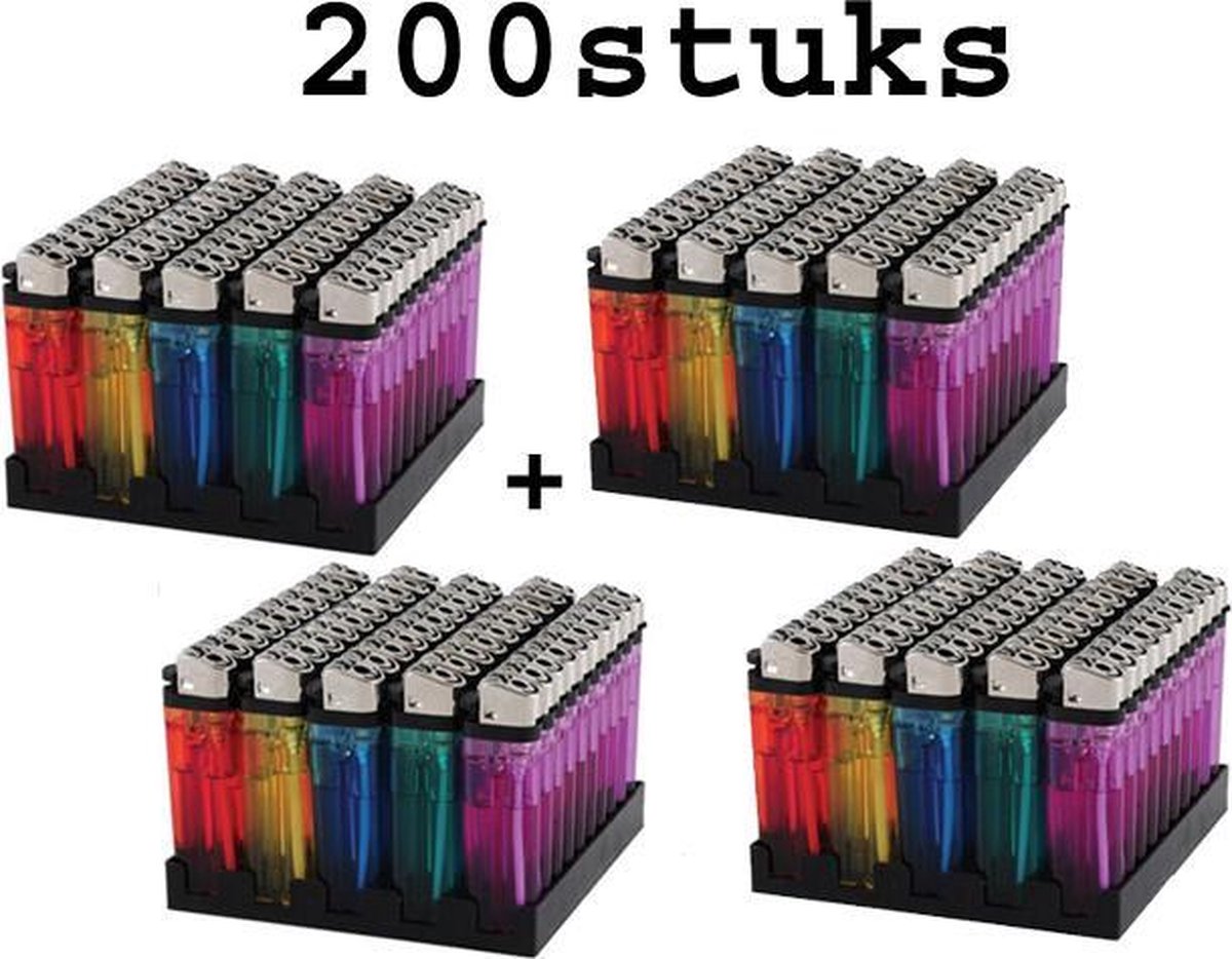 200 stuks wegwerp aanstekers lighters div kleuren