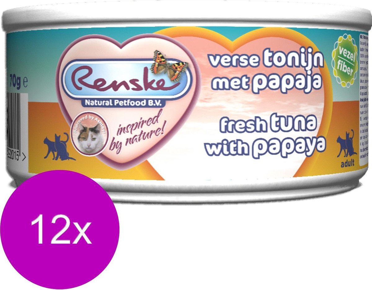 Renske Kat Adult Verse 70 g - Kattenvoer - 12 x Tonijn&Papaja