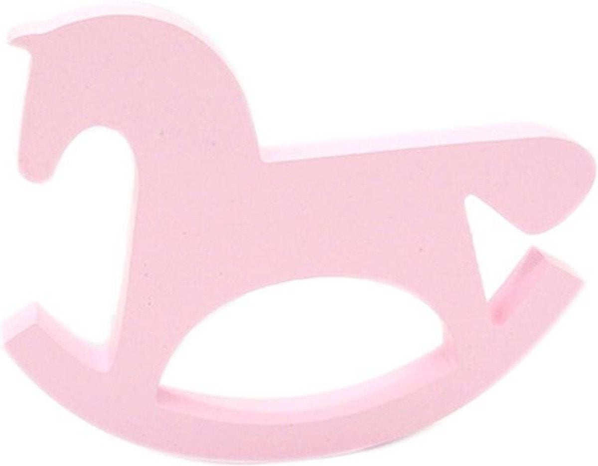 BaykaDecor Roze Hobbelpaard - Schommelpaardje - Babykamer Beeldje - Decoratie - Versiering Kinderkamer - 19 cm - Houten Paardje