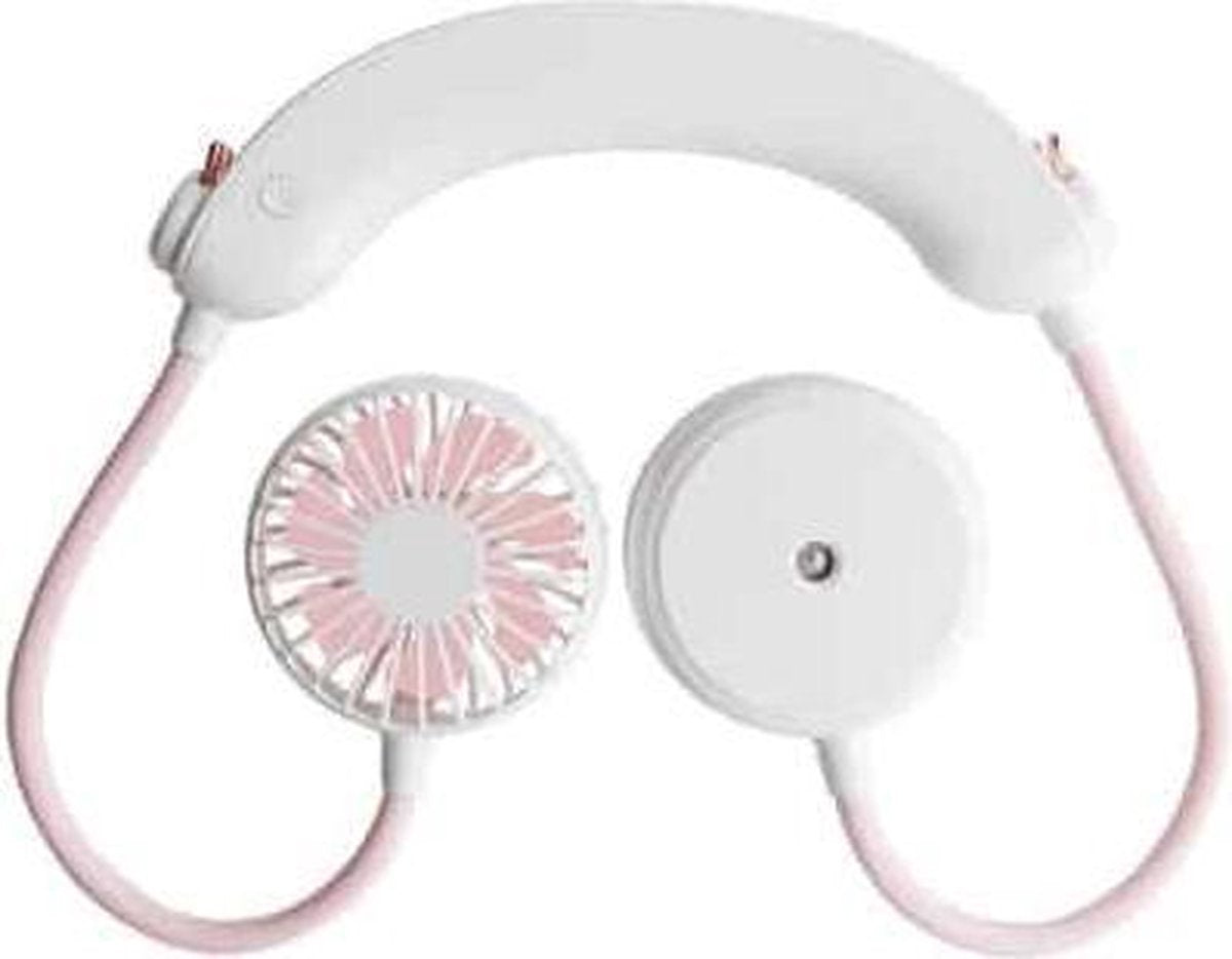 WT-F27 Op de nek gemonteerde dubbele kop bevochtigingsventilator USB draagbare vochtinbrengende spray Sport stille ventilator (wit)