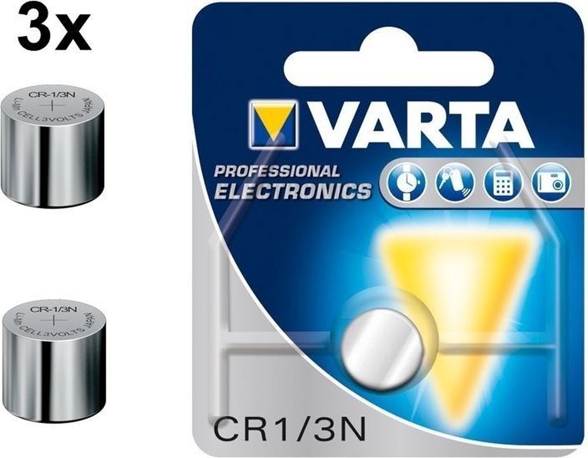 3 Stuks - Varta Professional Electronics CR 1/3 N 6131 170mAh 3V knoopcelbatterij