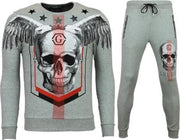 ENOS Trainingspakken Mannen - Joggingpak Kopen - Ster Skull - Grijs - Maat: S