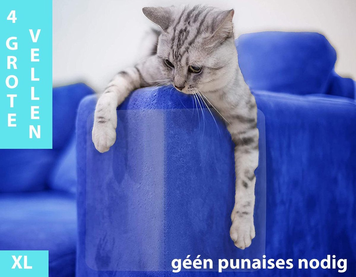 Vitamo™ Katten Anti Krab Training Sheets 4 STUKS - Meubelbescherming - Krabben - Diervriendelijke trainingstape - Tegen krabschade - Géén punaises nodig - Dubbelzijdig klevend  en transparant - Extra groot - XL vellen