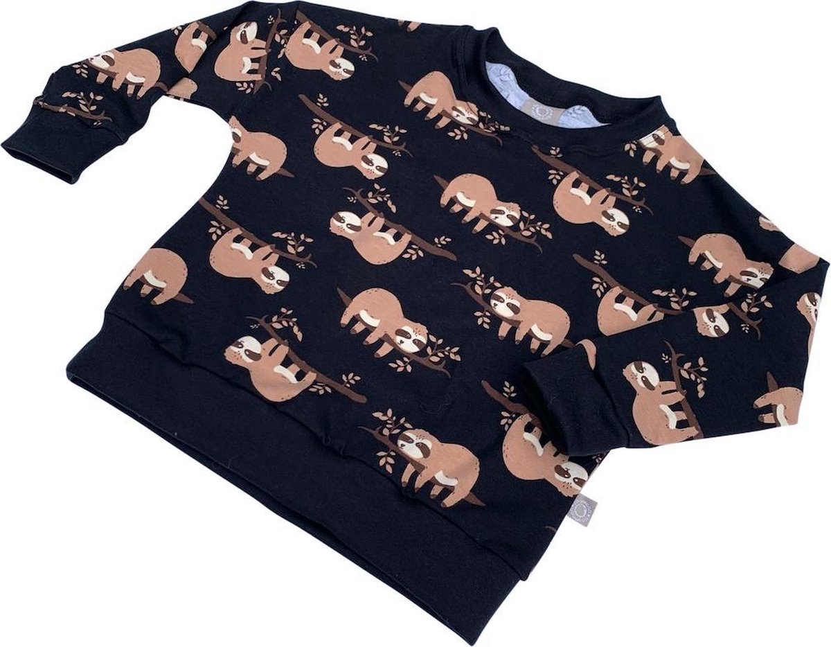 tinymoon Unisex Sweater – model batwing – Lazy Luiaard – Zwart – Maat 74/80