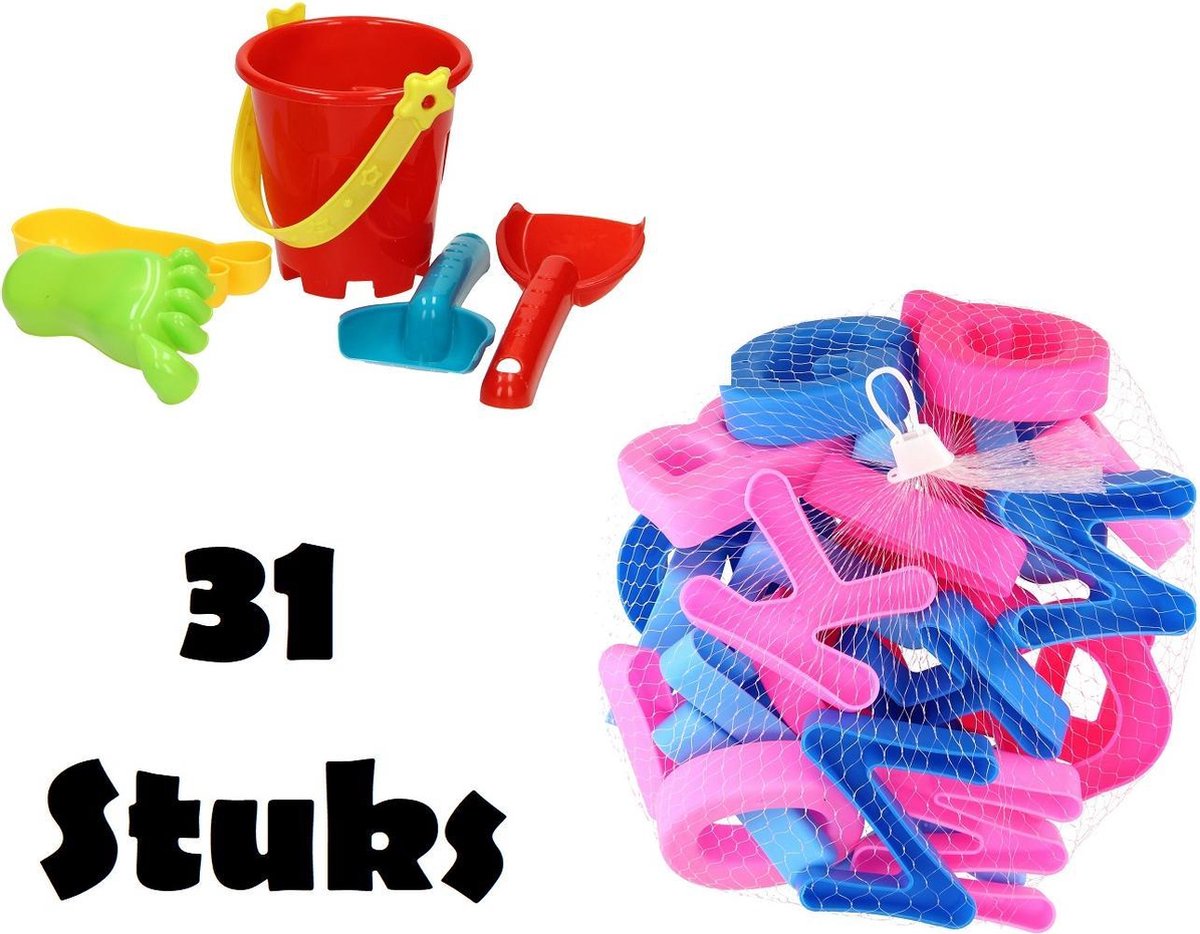 Zandbakvormpjes - Zandbak Speelgoed - Zandbak Vormpjes - Letters - Strandset - 31 delig - Rapidmeteor®
