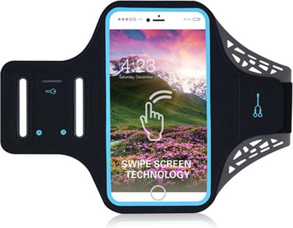 Sportarmband voor iPhone 6/7/8 PLUS - Spatwaterdicht - Ruimte voor pasjes en sleutels - Zwart