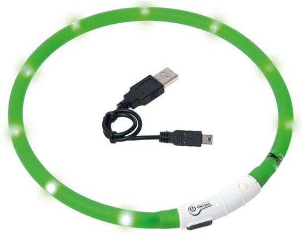 LED Lichtgevende halsband - USB oplaadbare Honden / katten halsband | Groen 20 - 70 CM