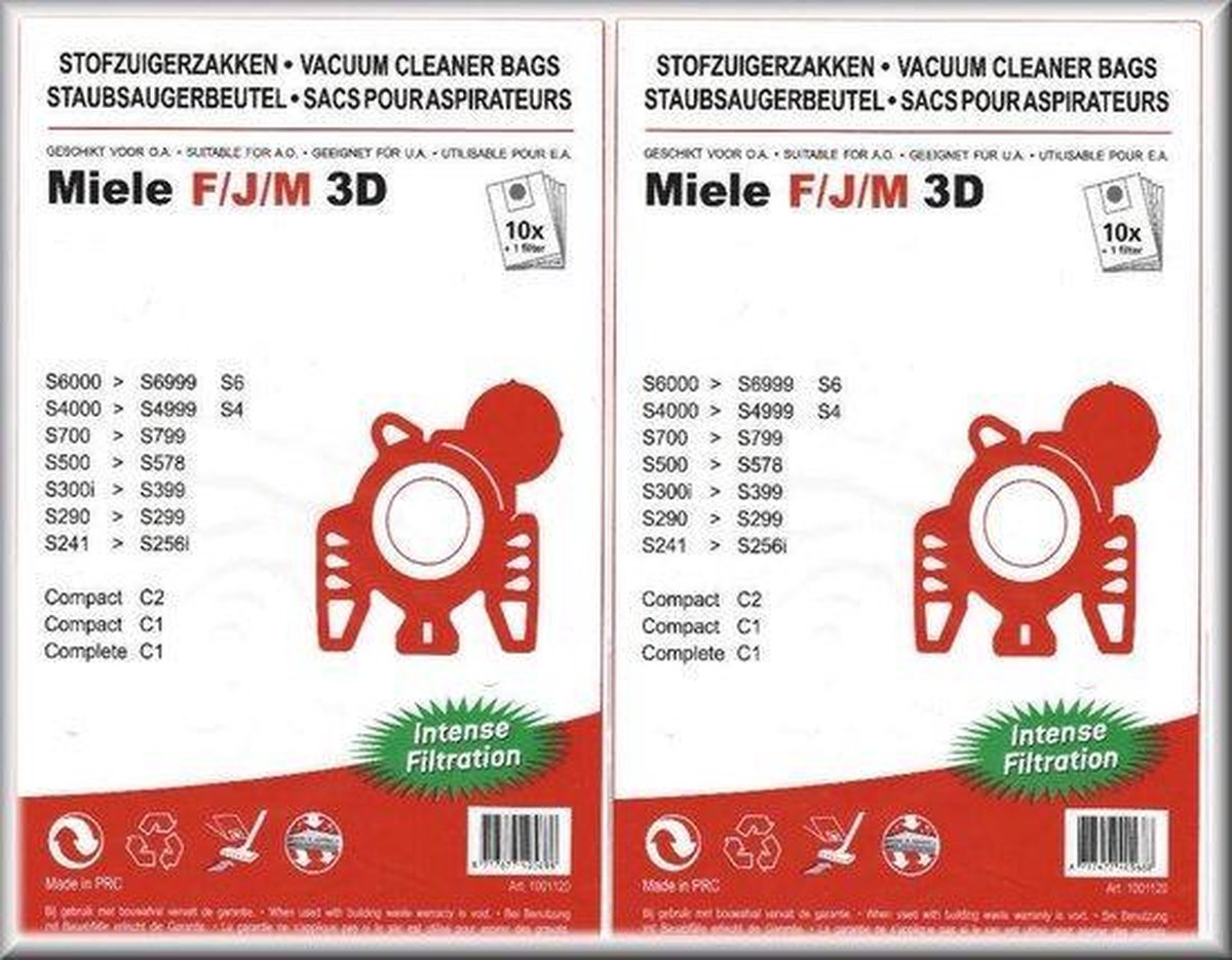 Koop 20x Universele stofzuigerzakken Miele F/J/M + 2 filters inclusief