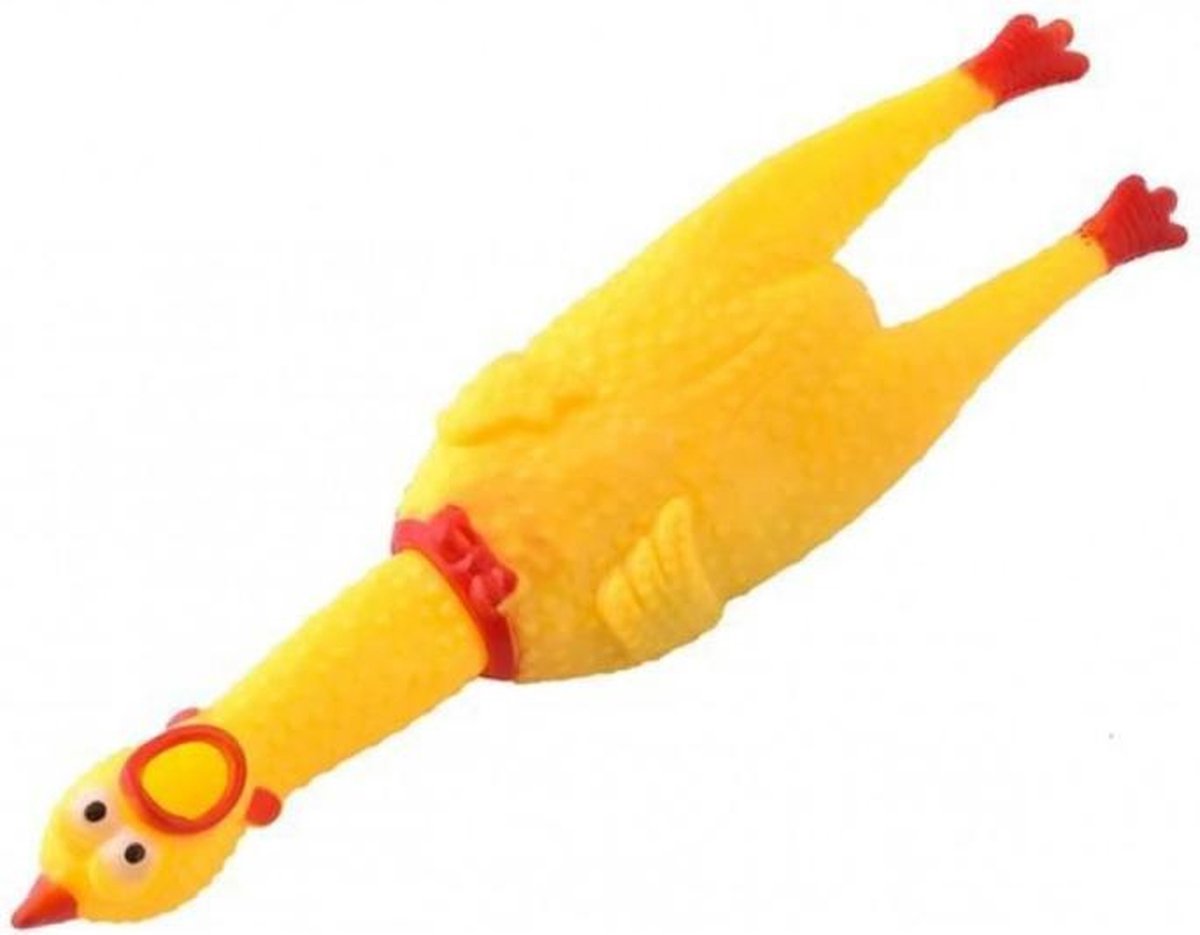 Speelgoed kip voor hond - Hondenspeelgoed - Rubber - Geel