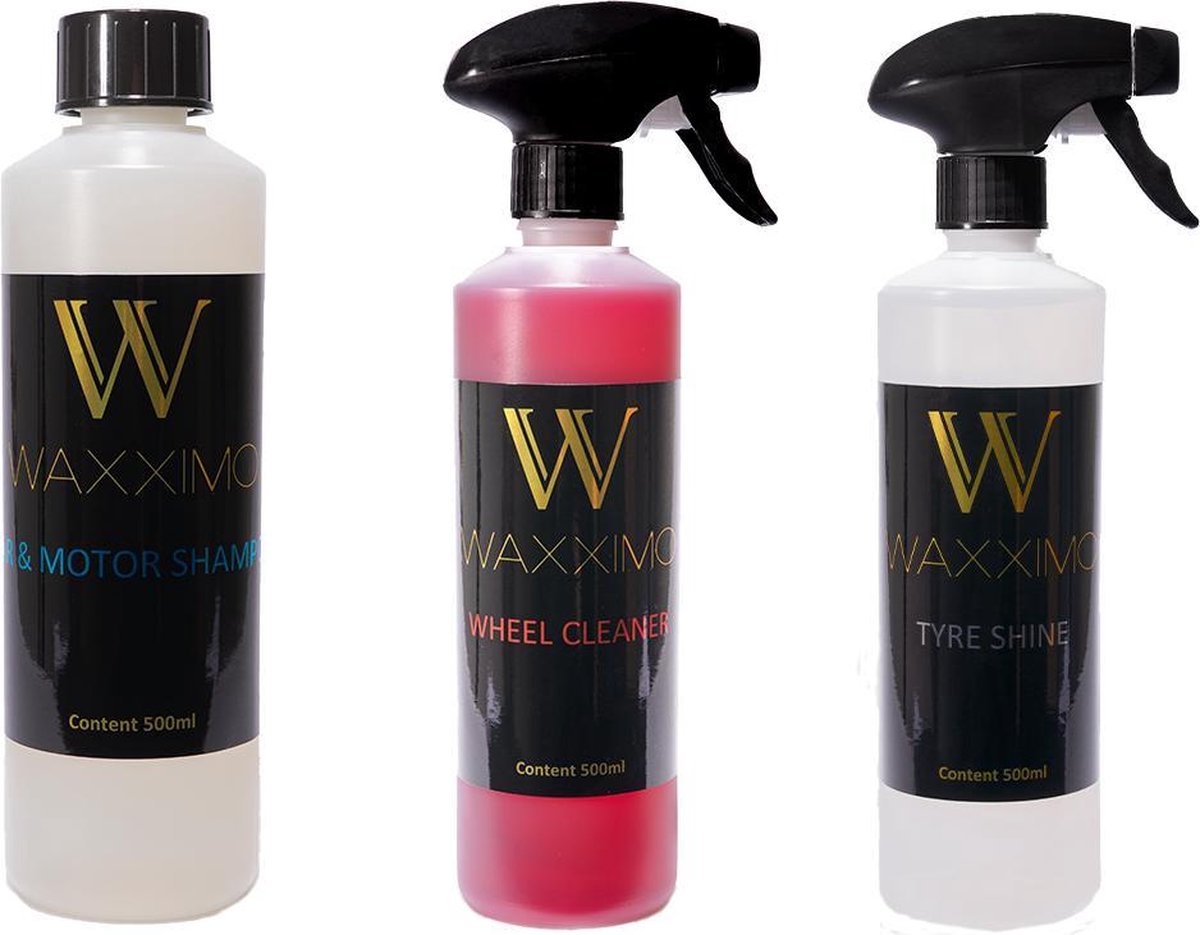 Waxximo Exterieur Shampoo VOORDEELSET Autoshampoo - Motorshampoo -Velgenreiniger - Bandenglans - Bandenzwart - Auto wassen - Auto shampoo - Motor shampoo