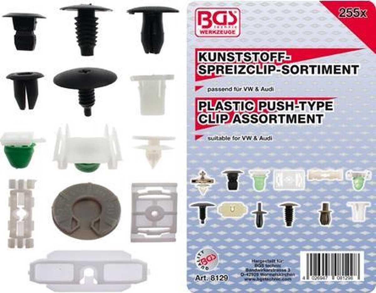 BGS Assortiment bekledingsclips voor o.a. VAG 255-delig