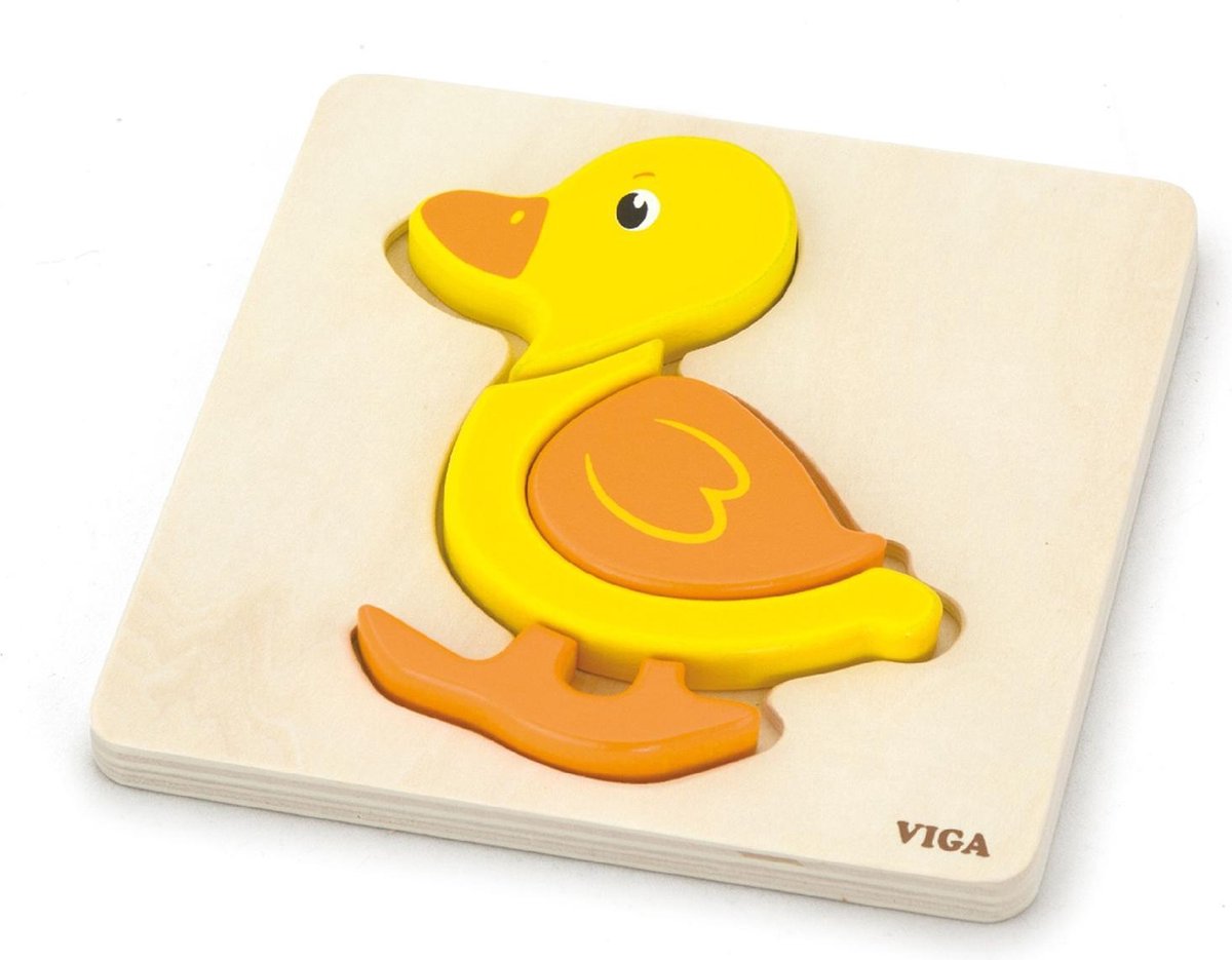 Viga Toys Houten Vormenpuzzel Eend 4 Stukjes